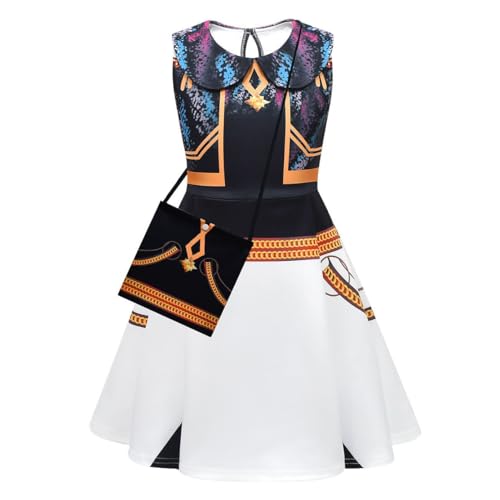 Shukqueen Mädchen-Jäger-Sängerin, schwarz-weiß, ärmellos, Halloween-Kostüm, Mir-Kleid mit Tasche, 150–160 cm Shukqueen Mädchen-Jäger-Sängerin, schwarz-weiß, ärmellos, Halloween-Kostüm, Mir-Kleid mit Tasche, 150–160 cm von Shukqueen