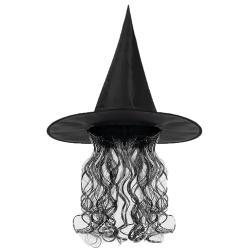 Shukqueen Wicked Witch Hat mit Perücken für Erwachsene, Halloween, Party, Make-up, Kostüme, Schwarz Shukqueen Wicked Witch Hat mit Perücken für Erwachsene, Halloween, Party, Make-up, Kostüme, Schwarz von Shukqueen