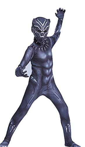 Unisex Superheld Spinne Cosplay Kostüm Halloween Bodysuit für Kinder Erwachsene - Schwarzer Panther Kinder-130 von Shukqueen
