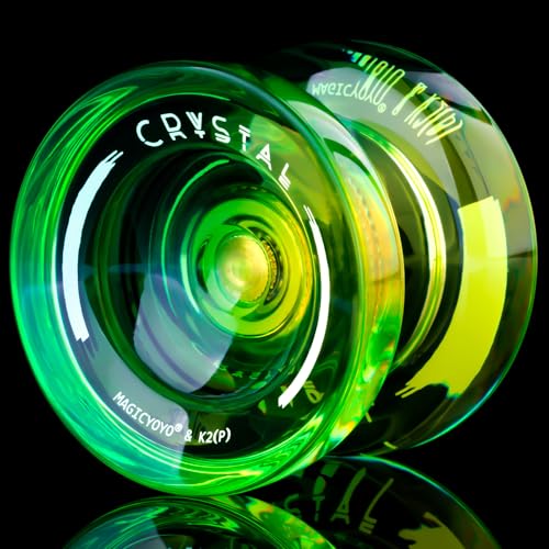 Profi JoJo K2 Crystal, Responsive Yoyo für Kinder Anfänger, Dual Purpose Yo-Yo mit Unresponsive Yo yo Bearing für Erwachsene + Extra 12 Yoyo Schnüre + Yo Yo Case + Bearing Kit - Grün Gelb von ShungRu