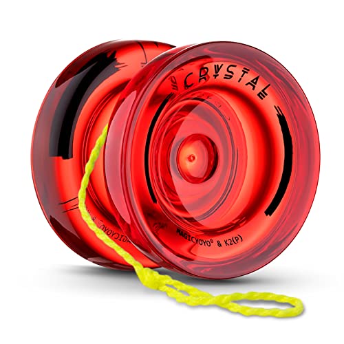 Professionelles, reaktionsschnelles YoYo K2 Crystal Red, langlebiges Kunststoff-YoYo für Kinder und Anfänger, Ersatz-Kugellager für Fortgeschrittene + Demontagewerkzeug + 12 YoYo-Saiten. von ShungRu