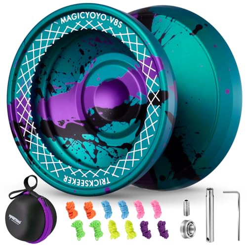 V8s Professionelles Yoyo für Kinder, reaktionsschnelles Jo-Jo für Anfänger, Dual-Modus-Metall-YoYo mit nicht reagierendem Lager für fortgeschrittene Spieler, inklusive 12 Saiten + Jojo-Hülle (Blaugrün V8s Professionelles Yoyo für Kinder, reaktionsschnelles Jo-Jo für Anfänger, Dual-Modus-Metall-YoYo mit nicht reagierendem Lager für fortgeschrittene Spieler, inklusive 12 Saiten + Jojo-Hülle (Blaugrün von ShungRu