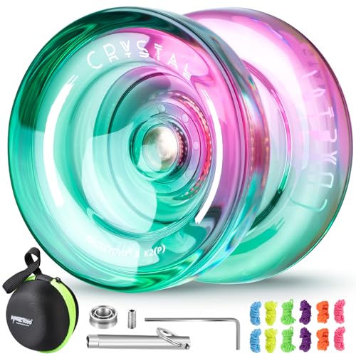 JoJo Profi K2 Responsive Yoyo für Kinder Anfänger, Dual Purpose Yo-Yo mit Unresponsive JoJo Bearing für Erwachsene + Extra 12 Yoyo Strings + Yo Yo Case + Bearing Kit (Grün Pink) von ShungRu