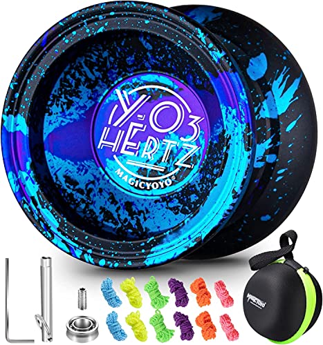 JoJo Profi Y03-Hertz, Non-Reactive yoyo for Children and Advanced Players, Profile Alloy, Aluminium Metal yoyo Ball + Extra 12 yoyo Strings (3 Acid Color) von ShungRu