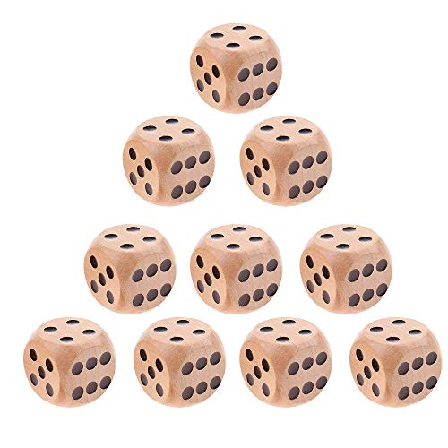 10 pcs Würfel Bunt Set 6-Seitig, 1,6cm Holz Würfel, Sechsseitig D6 Würfel Brettspiel, Hölzern,Tischkartenspiele, Klassische naturfarbene Würfel Spielwürfel,für Tischkartenspiele, Brettspiel,Praktisch von Shuny