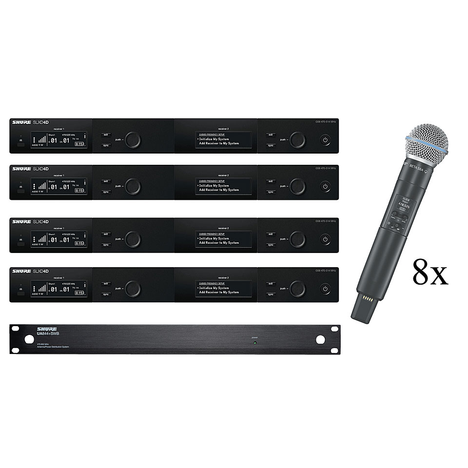 Shure 4 x SLXD24DE/B58 S50 + 1 x UA844+SWB/LC-E Funkmikrofon von Shure