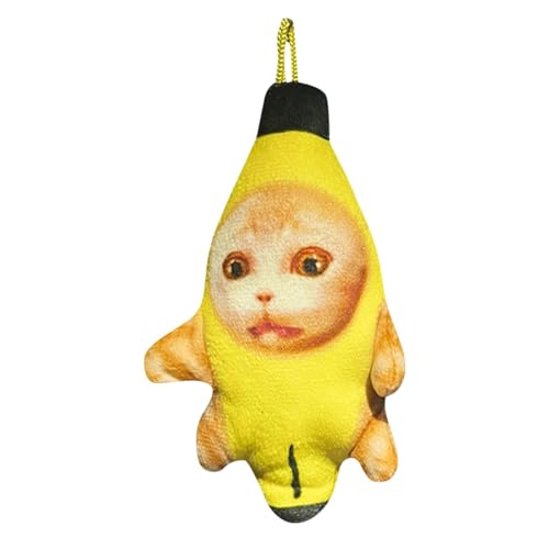 Shurzzesj Bananenkatzenspielzeug, Bananenkatzenplüsch - Bananenkatze Stofftier - Niedlicher, trauriger Bananenkatzen-Schlüsselanhänger mit Sound, lustige, glückliche Katze, Stofftiere, Kissen, von Shurzzesj