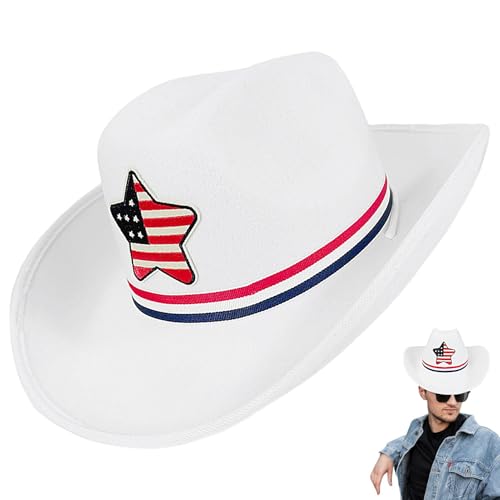 Shurzzesj Cowboyhut für Herren, Cowboy-Cowgirl-Hut für den 4. Juli, breite Krempe, klassischer fünfzackiger Stern, Kostüm-Accessoire für Partys, Paraden, Uni Shurzzesj Cowboyhut für Herren, Cowboy-Cowgirl-Hut für den 4. Juli, breite Krempe, klassischer fünfzackiger Stern, Kostüm-Accessoire für Partys, Paraden, Uni von Shurzzesj
