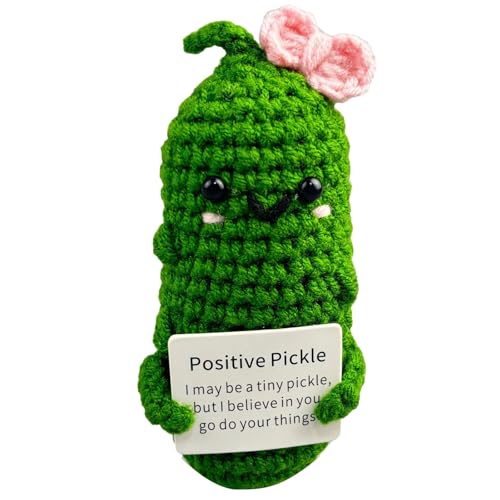 Shurzzesj | Lustige Häkelpuppe mit positiver Gurke, niedliches Ornament, gehäkelt, Gurke, gestrickte Plüschpuppe für Damen, Mädchen Shurzzesj | Lustige Häkelpuppe mit positiver Gurke, niedliches Ornament, gehäkelt, Gurke, gestrickte Plüschpuppe für Damen, Mädchen von Shurzzesj