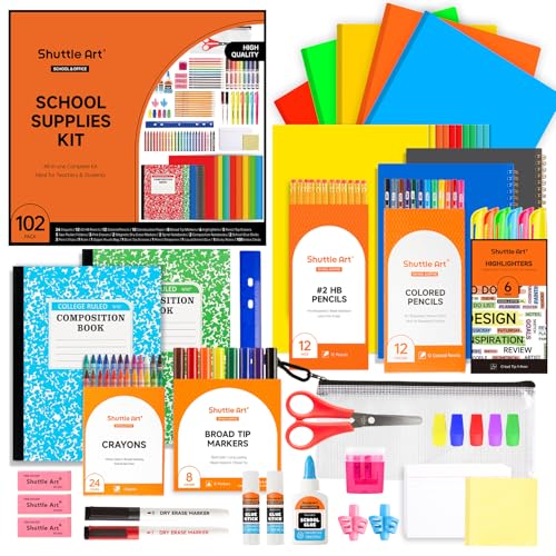 Shuttle Art 102 teiliges Schulsachen Set, Schulbedarf Box für Schulanfang, Einschulung, Malstifte, Schreibwaren für Kinder und Studenten, Bleistifte, Stifte, Marker, Radiergummis, Notizbücher, Ordner Shuttle Art 102 teiliges Schulsachen Set, Schulbedarf Box für Schulanfang, Einschulung, Malstifte, Schreibwaren für Kinder und Studenten, Bleistifte, Stifte, Marker, Radiergummis, Notizbücher, Ordner von Shuttle Art