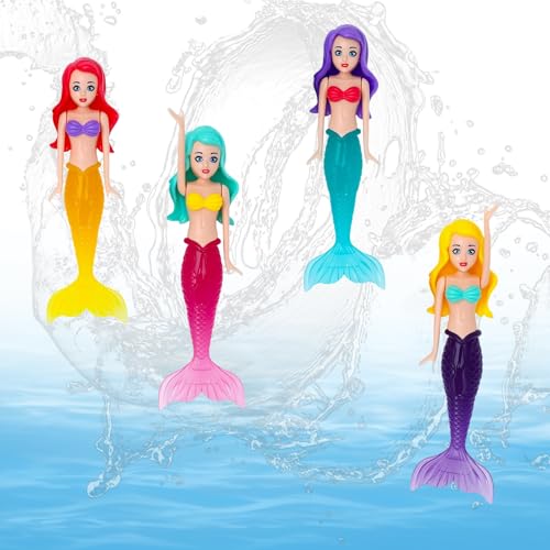 Shwdsy Tauchspielzeug für Kinder, 4 Stück Poolspielzeuge Kinder, PVC Meerjungfrau Wasserspielzeug, Nachtleuchtendes Design, Tauchspielzeug Meerjungfrau, für Unterwasserspiele, Tauchtraining und Schwim Shwdsy Tauchspielzeug für Kinder, 4 Stück Poolspielzeuge Kinder, PVC Meerjungfrau Wasserspielzeug, Nachtleuchtendes Design, Tauchspielzeug Meerjungfrau, für Unterwasserspiele, Tauchtraining und Schwim von Shwdsy
