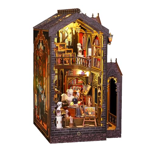 DIY Book Nook Kit - DIY Miniatur Puppenhaus Kit mit Möbeln und LED-Licht, 3D Puzzle Holzkunst Buchstützen, Modellbausätze für Erwachsene zum Bauen (Wonderful Studio) von Shylamb
