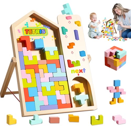 Shyllin 3D Bunt Tetris Blöcke Stapelspiel Mit Halterung,40 Bunte Bausteine,Montessori Spielzeug,Holzspielzeug Kinderspiele,Knobelspiele Kinder,für ab 3 Jahren Shyllin 3D Bunt Tetris Blöcke Stapelspiel Mit Halterung,40 Bunte Bausteine,Montessori Spielzeug,Holzspielzeug Kinderspiele,Knobelspiele Kinder,für ab 3 Jahren von Shyllin