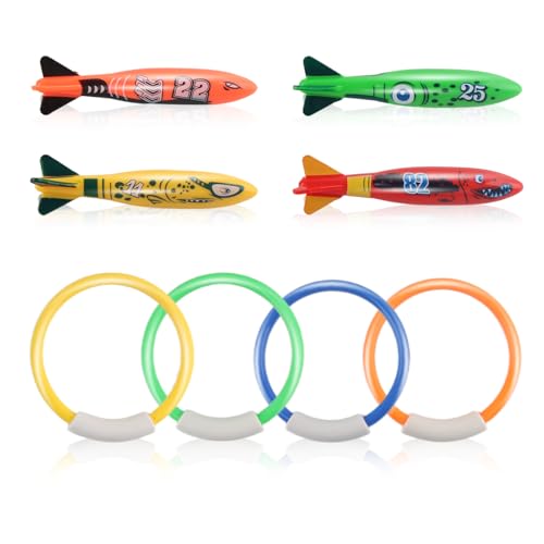 Shyllin 8 Stück Unterwasser Tauchspielzeug für Kinder, Digitaler Tauchring, Torpedo Wasserspielzeug, Schnell Unter Wasser Sinken, Schwimmbad Spielzeug, Tauchringe für Tauchtraining und Poolparty Shyllin 8 Stück Unterwasser Tauchspielzeug für Kinder, Digitaler Tauchring, Torpedo Wasserspielzeug, Schnell Unter Wasser Sinken, Schwimmbad Spielzeug, Tauchringe für Tauchtraining und Poolparty von Shyllin