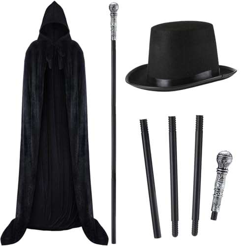 Shyyween 3-teiliges Pestarzt-Kostüm, Halloween-Umhang, schwarzer Zylinderhut, Zaubererstab-Set, unisex, mit Kapuze, Weihnachtsumhang, Kostüme, Partyumhang, Cane, Hüte für Damen, Herren, Kostüme Shyyween 3-teiliges Pestarzt-Kostüm, Halloween-Umhang, schwarzer Zylinderhut, Zaubererstab-Set, unisex, mit Kapuze, Weihnachtsumhang, Kostüme, Partyumhang, Cane, Hüte für Damen, Herren, Kostüme von Shyyween