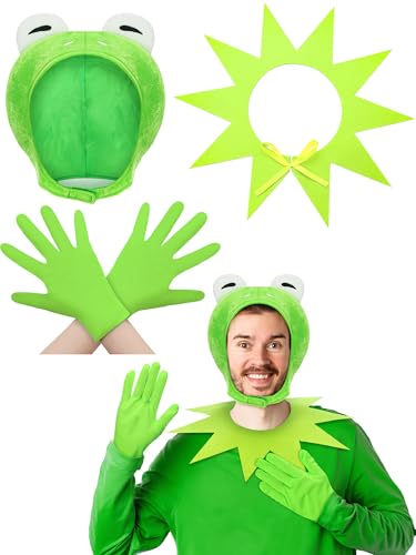 Shyyween Halloween-Frosch-Kostüm-Zubehör, inklusive niedlichem Plüsch-Froschhut, Kappe, Kragen, grüne Handschuhe für Halloween, Erwachsene, Cosplay-Party, 3 Stück Shyyween Halloween-Frosch-Kostüm-Zubehör, inklusive niedlichem Plüsch-Froschhut, Kappe, Kragen, grüne Handschuhe für Halloween, Erwachsene, Cosplay-Party, 3 Stück von Shyyween
