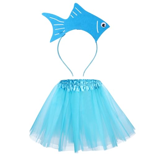 Shyyween Meerestier-Kostüm, 3D-Fisch, Goldfisch, Meereslebewesen, Stirnband und Tutu für Damen, Zubehör für Halloween, Rot, 2 Stück Shyyween Meerestier-Kostüm, 3D-Fisch, Goldfisch, Meereslebewesen, Stirnband und Tutu für Damen, Zubehör für Halloween, Rot, 2 Stück von Shyyween