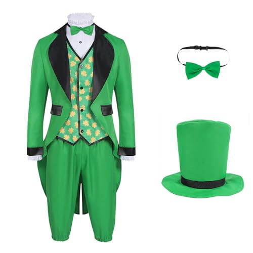 St. Patricks Day Faschingskostüme Männer Vintage 80er Jahre Outfit Partys Cosplay Herren-Jacken Hosen Zylinder Hut Krawatte Kleeblatt Tailliert Kostüme Shamrock Clover Anzug & Accessoires Mantel Bogen St. Patricks Day Faschingskostüme Männer Vintage 80er Jahre Outfit Partys Cosplay Herren-Jacken Hosen Zylinder Hut Krawatte Kleeblatt Tailliert Kostüme Shamrock Clover Anzug & Accessoires Mantel Bogen von Shznruwy