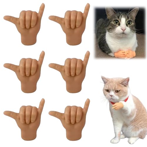 Mini Hands for Cats, Tiny Hands for Cats, Premium Rubber Cat Mini Hands, Small Finger Puppets for Cat Interactive Toy (A) von SiQiYu