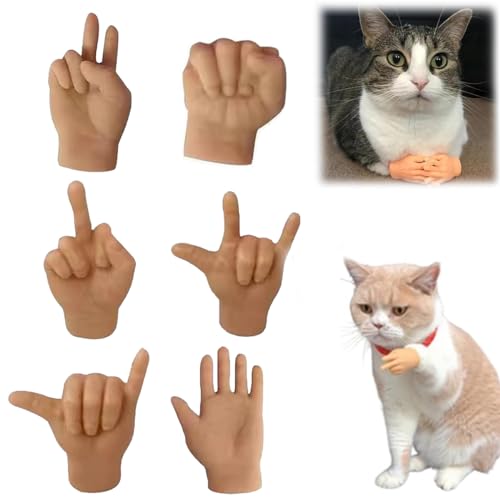 Mini Hands for Cats, Tiny Hands for Cats, Premium Rubber Cat Mini Hands, Small Finger Puppets for Cat Interactive Toy (G) von SiQiYu