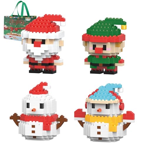Santa Claus Design Building Blocks Set,4 Pack Christmas Theme Building Blocks Ornaments, Mini Building Figures, DIY Stocking Stuffers, Xmas New Year Birthday Gifts (A) von SiQiYu
