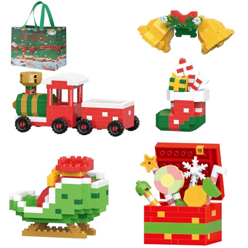 Santa Claus Design Building Blocks Set,4 Pack Christmas Theme Building Blocks Ornaments, Mini Building Figures, DIY Stocking Stuffers, Xmas New Year Birthday Gifts (B) von SiQiYu