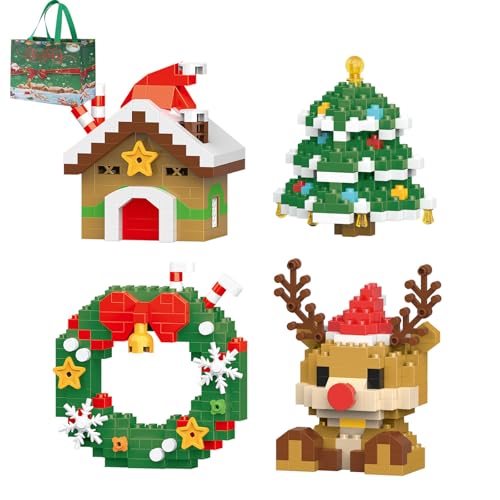 Santa Claus Design Building Blocks Set,4 Pack Christmas Theme Building Blocks Ornaments, Mini Building Figures, DIY Stocking Stuffers, Xmas New Year Birthday Gifts (C) von SiQiYu