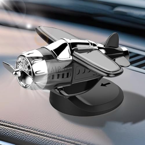Solar Powered Airplane Shaped Car Ornaments,Solar Powered Airplane for Car,Aircraft Model Interior Decor Auto Propeller Airplane Display Motion Activated Vehicle Decoration (Black) von SiQiYu