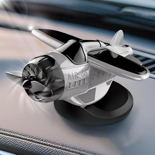 Solar Powered Airplane Shaped Car Ornaments,Solar Powered Airplane for Car,Aircraft Model Interior Decor Auto Propeller Airplane Display Motion Activated Vehicle Decoration (Grey) von SiQiYu