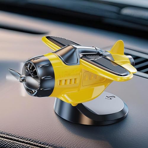 Solar Powered Airplane Shaped Car Ornaments,Solar Powered Airplane for Car,Aircraft Model Interior Decor Auto Propeller Airplane Display Motion Activated Vehicle Decoration (Yellow) von SiQiYu