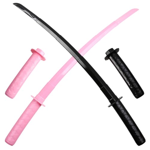 2 Stück 3D Einziehbares Samurai Schwert,Samurai Schwert Kunststoff Modell Spielzeug,3D-Gedrucktes Schwerkraft-Einziehbares Samurai-Schwert-Modell,Creative Decompression Tricky Toy（Schwarz,Rosa） von SiSfeL
