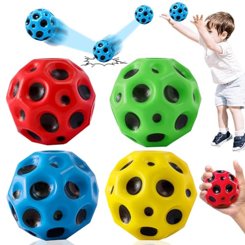 4 Stück 7cm Astro Jump Ball,Hohe Bounce-Loch-Ball,Moon Ball,Planeten Hüpfbälle,Macht Space Bälle Spielzeug,Sprünge Gummiball,Bounce Ball,Mondball Lavaball,Hüpfbälle für Kinder im Freien (B) von SiSfeL
