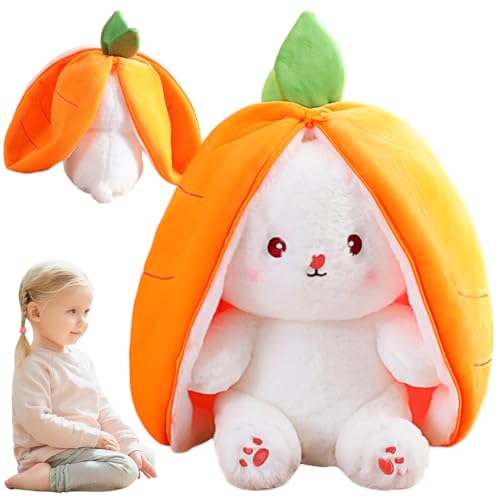 SiSfeL 25CM Karotten Hase mit Reißverschluss,Kaninchen Plüsch,Plüschtier Hase, Hase Kuscheltier Plüschtiere, Lustiges Kaninchen Plüsch Spielzeug Puppe Geschenk für Kinder von SiSfeL