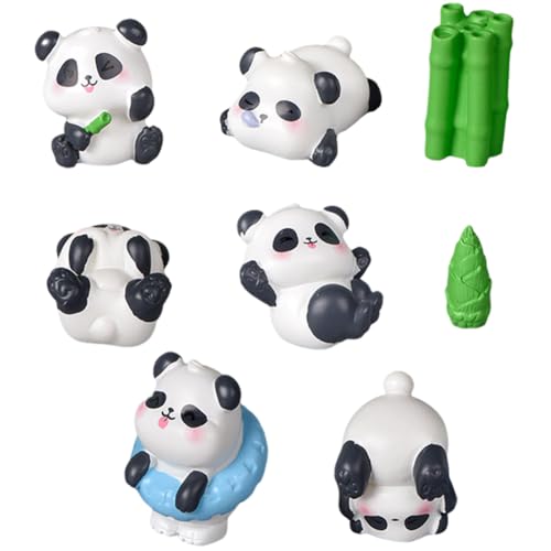 SiSfeL 8Pcs Panda Figuren, Niedliche Panda Figuren Set, Niedliche Panda Tortenaufleger Ornamente, Geburtstagsparty Geschenk für Kinder, zum Spielen oder als Deko von SiSfeL