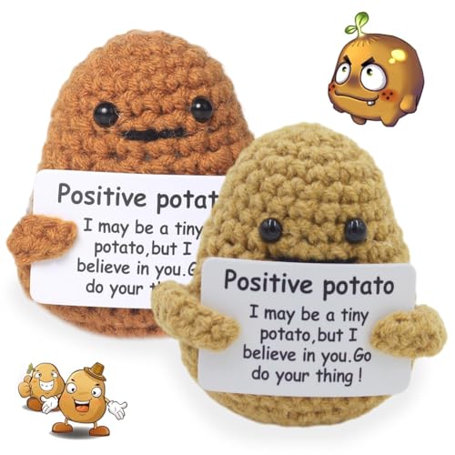 SiSfeL Pocket Hug Mini Plush, 2Stück Knitted Potato Doll, Pocket Hug Positive Kartoffel, Lustige Kartoffeln Puppe, Geburtstagsgeschenk, Abschiedsgeschenk, Geschenk für Freund Kollegen von SiSfeL