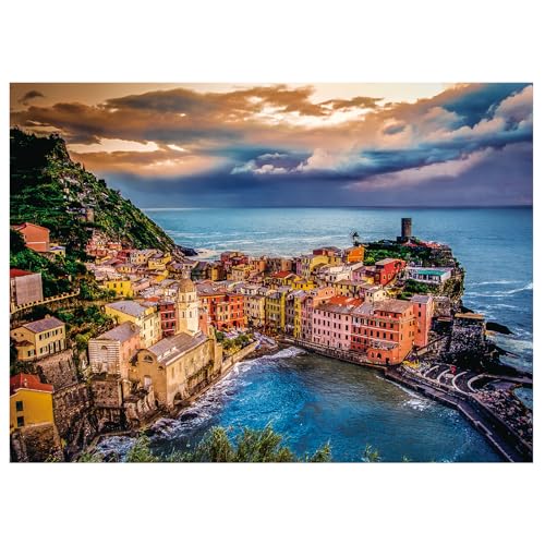 SiTimmGer Puzzles für Erwachsene, 1000 Teile, Cinque Terre, Sonnenuntergang, Landschaft, herausfordernd, Puzzle, Naturszene, tolles Geschenk, Familie, passt zusammen, perfekt 49,8 x 69,8 cm von SiTimmGer