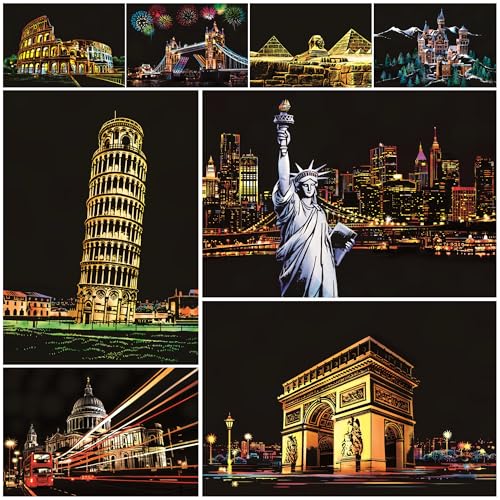 SiYear Scratch Paper Rainbow Painting Sketch, City Series Night Scene,Scratch Painting Creative Gift,Scratchboard for Adult and Kids with 4 Tools SiYear Scratch Paper Rainbow Painting Sketch, City Series Night Scene,Scratch Painting Creative Gift,Scratchboard for Adult and Kids with 4 Tools von SiYear