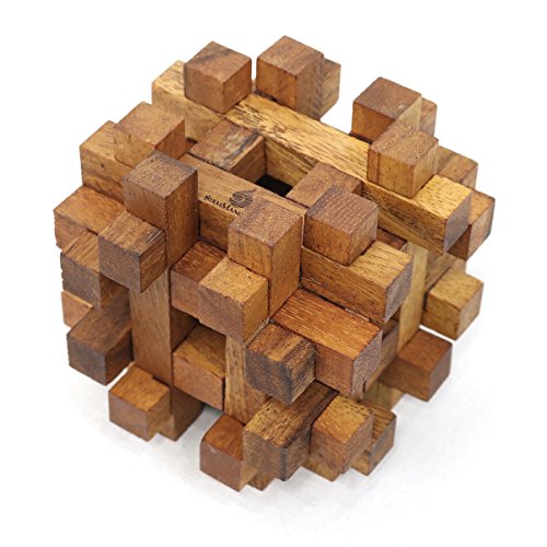 Double Lock-a-Ball: 3D Puzzle - Denkspiel - Knobelspiel - Geduldspiel - Logikspiel 3D Holzpuzzle von SiamMandalay with Free SM Gift Box (Pictured) von SiamMandalay