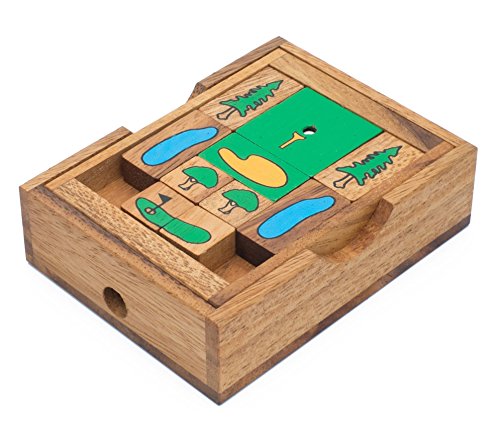 On The Greens: Golf-Schiebespiel Khun Phan - Klotski - Cao Cao - Schiebespiel - Denkspiel - Knobelspiel - Geduldspiel - Logikspiel aus Holz Puzzle with Free SM Gift Box (Pictured) von SiamMandalay