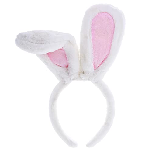 Sibba Kaninchen Ohren Stirnband Plüsch Hase Hasenohren Haarreif für Kinder Weihnachten Osterhasen Hüte Kostüm Zubehör Bunny Ear Haarband Haarbänder Mädchen Frauen Erwachsene Karneval Party(Weiß Dicke) von Sibba