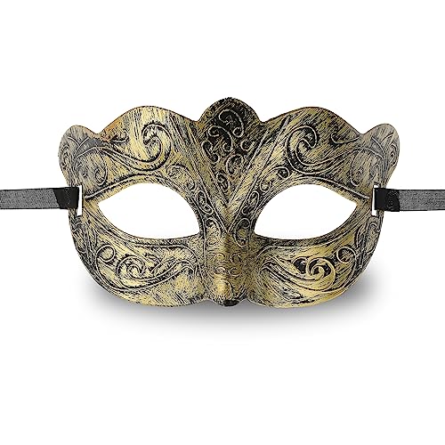 Sibba Maskerade Maske für Halloween Männer Gesichtsmaske Kostümball Party-Verkleidung Maskenball Venezianische Maskerade Augenmaske Weihnachten Karneval Kostüm Fasching Abschlussball Maske (Gold) von Sibba