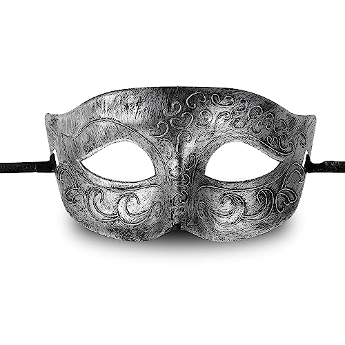 Sibba Maskerade Maske für Halloween Männer Gesichtsmaske Kostümball Party-Verkleidung Maskenball Venezianische Maskerade Augenmaske Weihnachten Karneval Kostüm Fasching Abschlussball Maske (Silber) von Sibba
