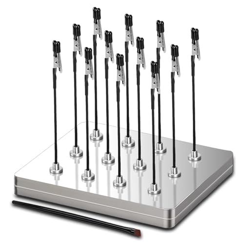 Siblaies Modellbau zubehör, 12 x Farben Standfuß, 1 Bürste und 1 Eisenbox als Basis. Flexibler Dritte Hand mit Krokodilklemmen und Magnetfuß. Ideal für Modellierung und Platinenhalter von Siblaies