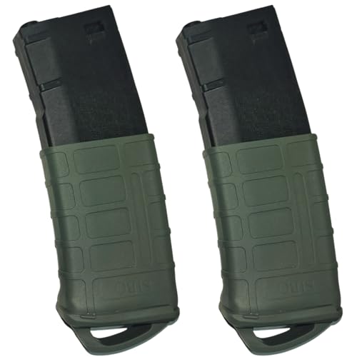 Sibo - Airsoft Magazin-Hülle (2er Pack) - rutschfeste Gummi-Hüllen für M4, M16, AR-15 - Universelle Slip - Kompatibel mit Mid Cap Hi Cap - Magazinhüllen - BBS Bio - Airsoft Zubehör (Grün) von Sibo