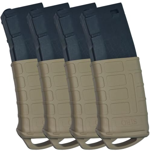 Sibo - Airsoft Magazin Gummi Cover Softair Gewehr (4er Pack) - Taktischer Magpul Stil Griff - Kompatibel mit Mid Cap Hi Cap - Magazin Hülle Airsoft M4 M16 AR15 MilSim Bio BBS (Coyote Brown) von Sibo