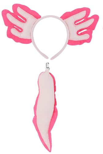 Axolotl-Kostüm-Set für Erwachsene, Halloween, Cosplay, Tier-Stirnband mit Schwanz, Verkleidung, Halloween, Partyzubehör von Sibosen