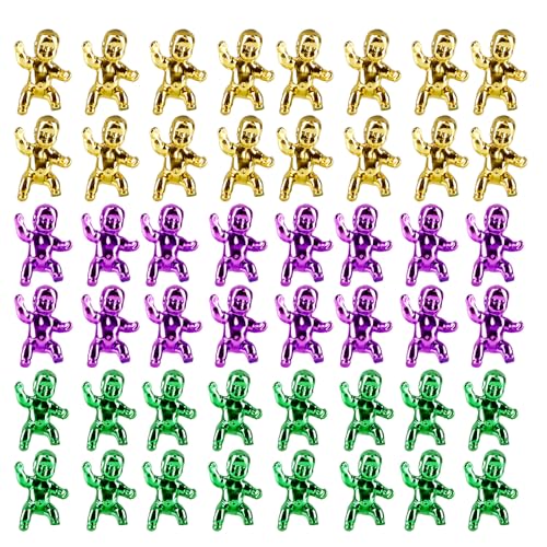 Mardi Gras King Cake Babies 3 cm Kunststoff Gold Lila Grün King Cake Babies für Eiswürfel My Water Broke Babyparty-Spiele (24 Stück) von SicoVision
