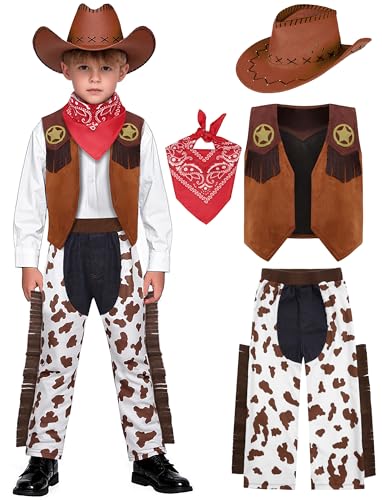 Sicypoty Cowboy-Kostüm für Jungen und Mädchen, braunes Western-Kostüm für Halloween, Cosplay, 3-4 Jahre von Sicypoty
