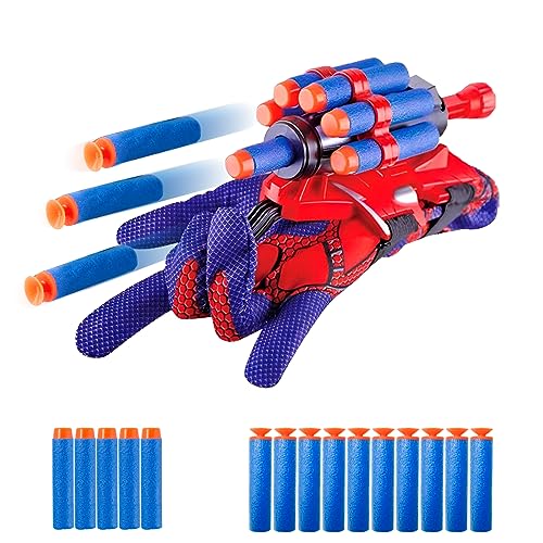 1 Set Spider Launcher Handschuh, Spider Handschuhe Spinnennetz Spider Spielzeug Kinder Web Shooter Helden Spielzeug Spielzeughandschuh Spider Cosplay Saugnapf Schwamm Kugeln Spinnen Requisiten von Sidesea