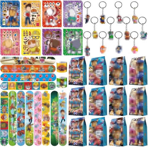 Mitgebsel Kindergeburtstag Gastgeschenke, 52PCS Geschenktüten Kindergeburtstag Kleine Geschenke für Kinder Schnapparmband Schlüsselanhänger Geschenktüten Aufkleber Geburtstag für Junge Mädchen Mitgebsel Kindergeburtstag Gastgeschenke, 52PCS Geschenktüten Kindergeburtstag Kleine Geschenke für Kinder Schnapparmband Schlüsselanhänger Geschenktüten Aufkleber Geburtstag für Junge Mädchen von Sidesea